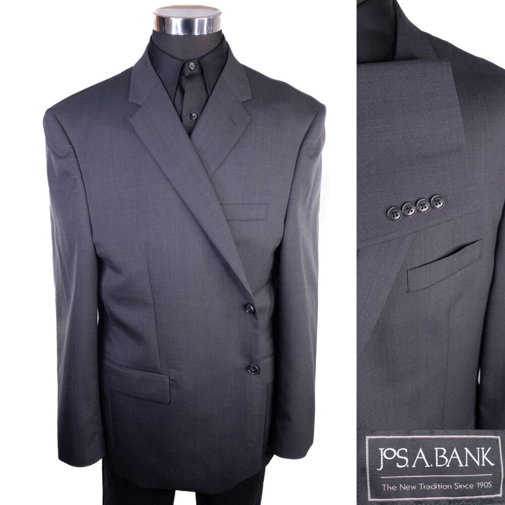 Jos A Bank EXECUTIVE Gray Sport Coat Suit Jacket Blazer Sz 48R Two button EUC